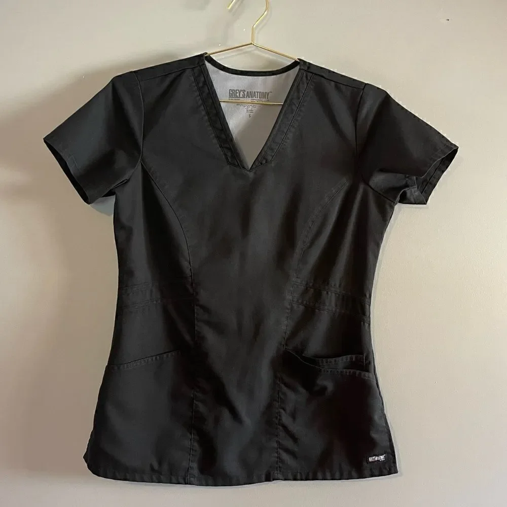 Grey’s Anatomy Black V-Neck Scrub Top | SZ S